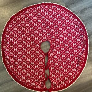 Nicole Miller Christmas Tree Skirt Red 100% Cotton